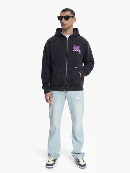 Croyez Croyez Botanique Zip Hoodie - Acid Wash/Dark Purple