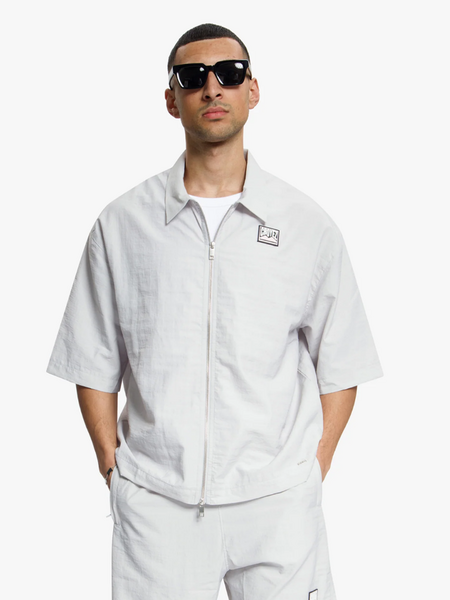 Croyez Crinkle Patch Shirt - Light Grey