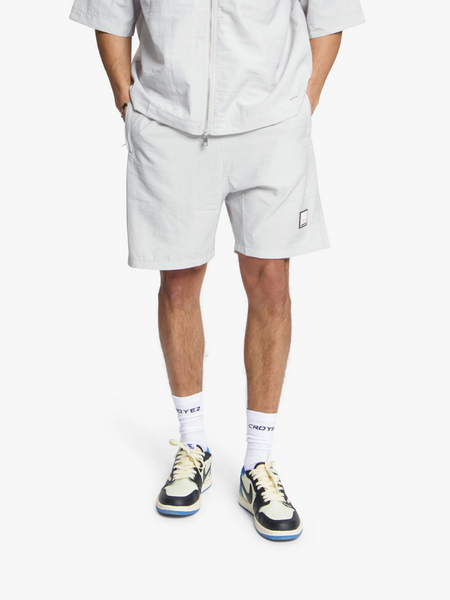 Croyez Crinkle Patch Shorts - Light Grey