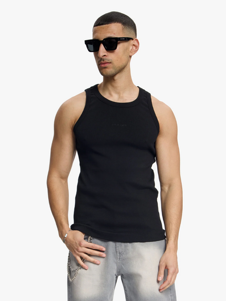 Croyez Ribbed Tank Top - Black