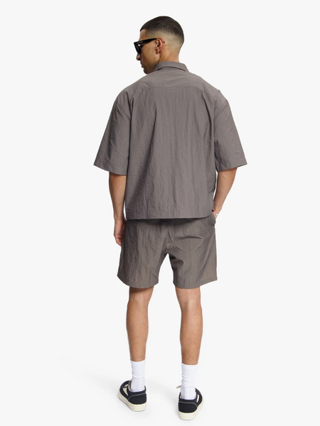 Croyez Croyez Crinkle Patch Shirt - Washed Brown