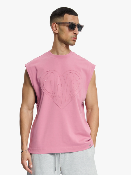Croyez Cutout Heart Sleeveless T-Shirt - Mauve