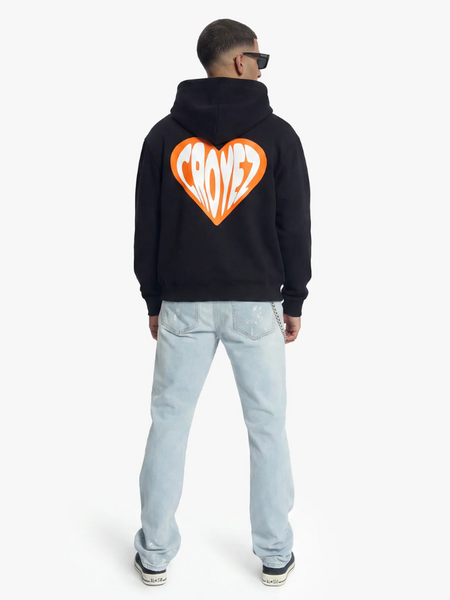 Croyez Croyez Puffed Heart Zip Hoodie - Black/Orange