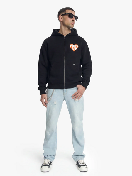 Croyez Croyez Puffed Heart Zip Hoodie - Black/Orange