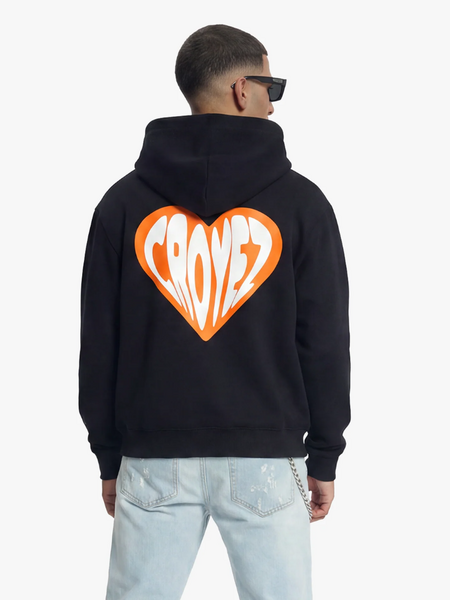 Croyez Croyez Puffed Heart Zip Hoodie - Black/Orange