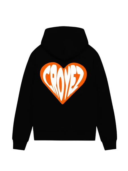 Croyez Croyez Puffed Heart Zip Hoodie - Black/Orange