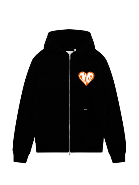 Croyez Croyez Puffed Heart Zip Hoodie - Black/Orange