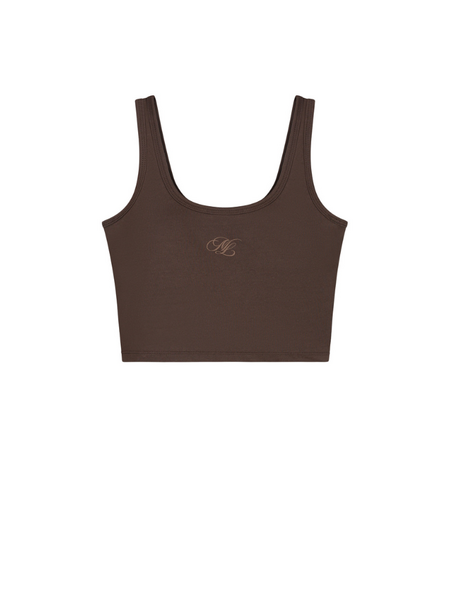 Malelions Women Cropped Emblem Tank - Espresso