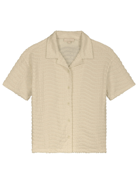Malelions Women Monogram Wave Towell Shirt - Beige