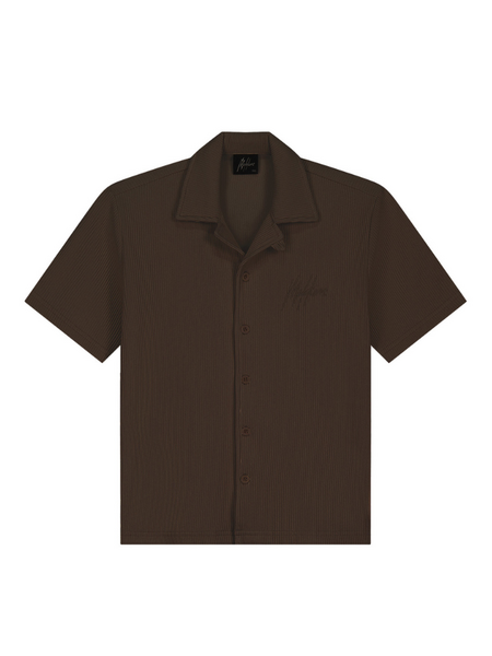 Malelions Kids Horizon Ribbed Shirt - Dark Brown