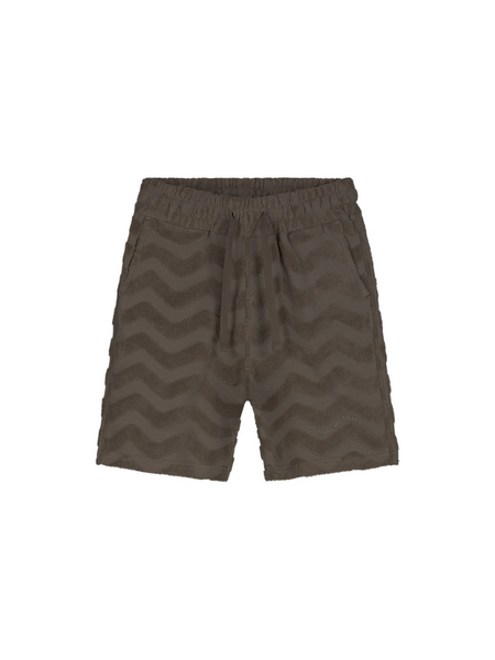 Malelions Kids Jacquard Wavy Towel Shorts - Dark Brown