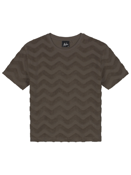 Malelions Kids Jacquard Wavy Towel T-Shirt - Dark Brown
