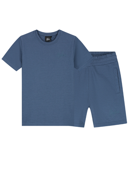 Malelions Kids Slub Structure Combi-Set - Dust Blue