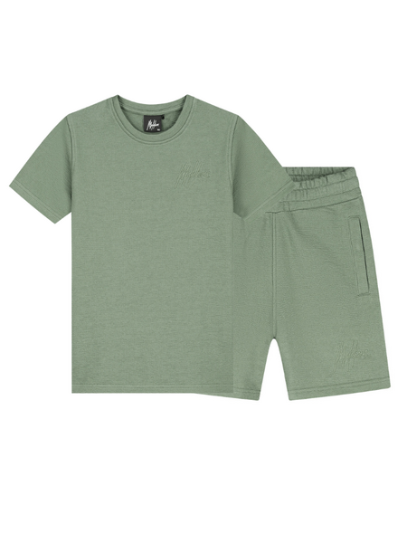 Malelions Kids Slub Structure Combi-Set - Sage Green