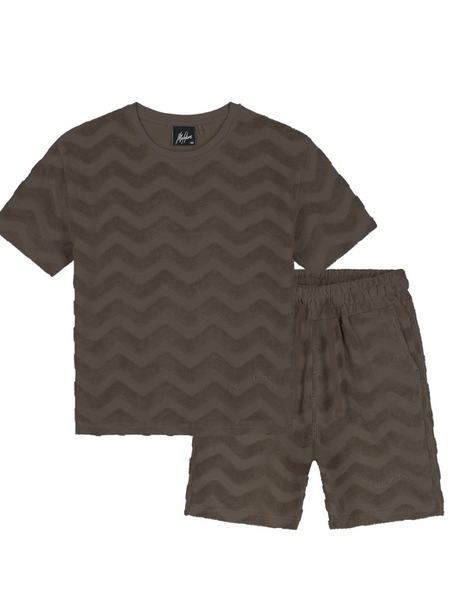 Malelions Kids Jacquard Wavy Towel Combi-Set - Dark Brown