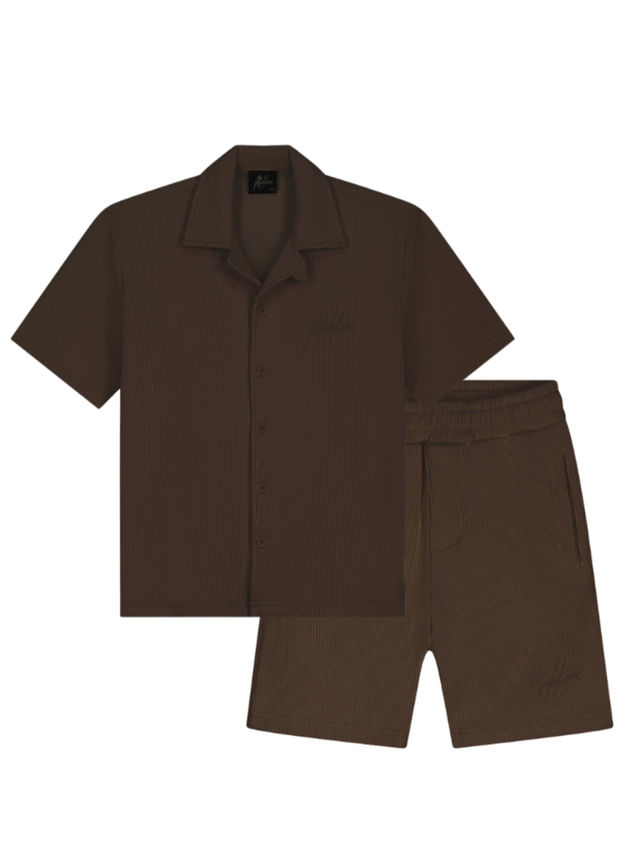 Malelions Malelions Kids Horizon Ribbed Combi-Set - Dark Brown