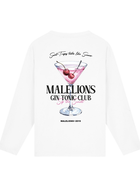 Malelions Women Gin Tonic Club Longsleeve - White Malelions Malelions Women Gin Tonic Club Longsleeve - White