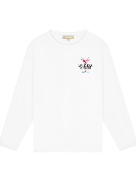 Malelions Women Gin Tonic Club Longsleeve - White Malelions Malelions Women Gin Tonic Club Longsleeve - White