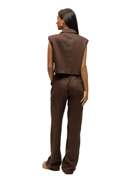 Malelions Malelions Women Linen Emblem Pantalon - Espresso