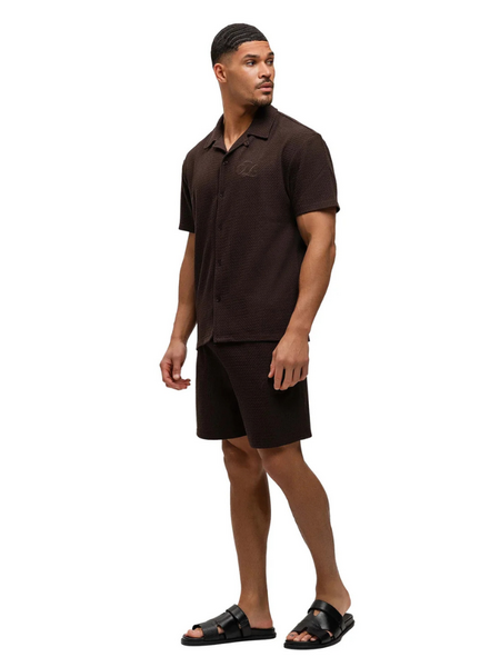 Malelions Malelions Diagonal Seersucker Shorts - Dark Brown