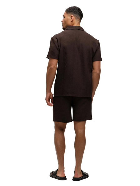 Malelions Malelions Diagonal Seersucker Shorts - Dark Brown