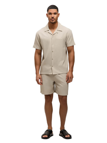 Malelions Diagonal Seersucker Combi-Set - Light Beige