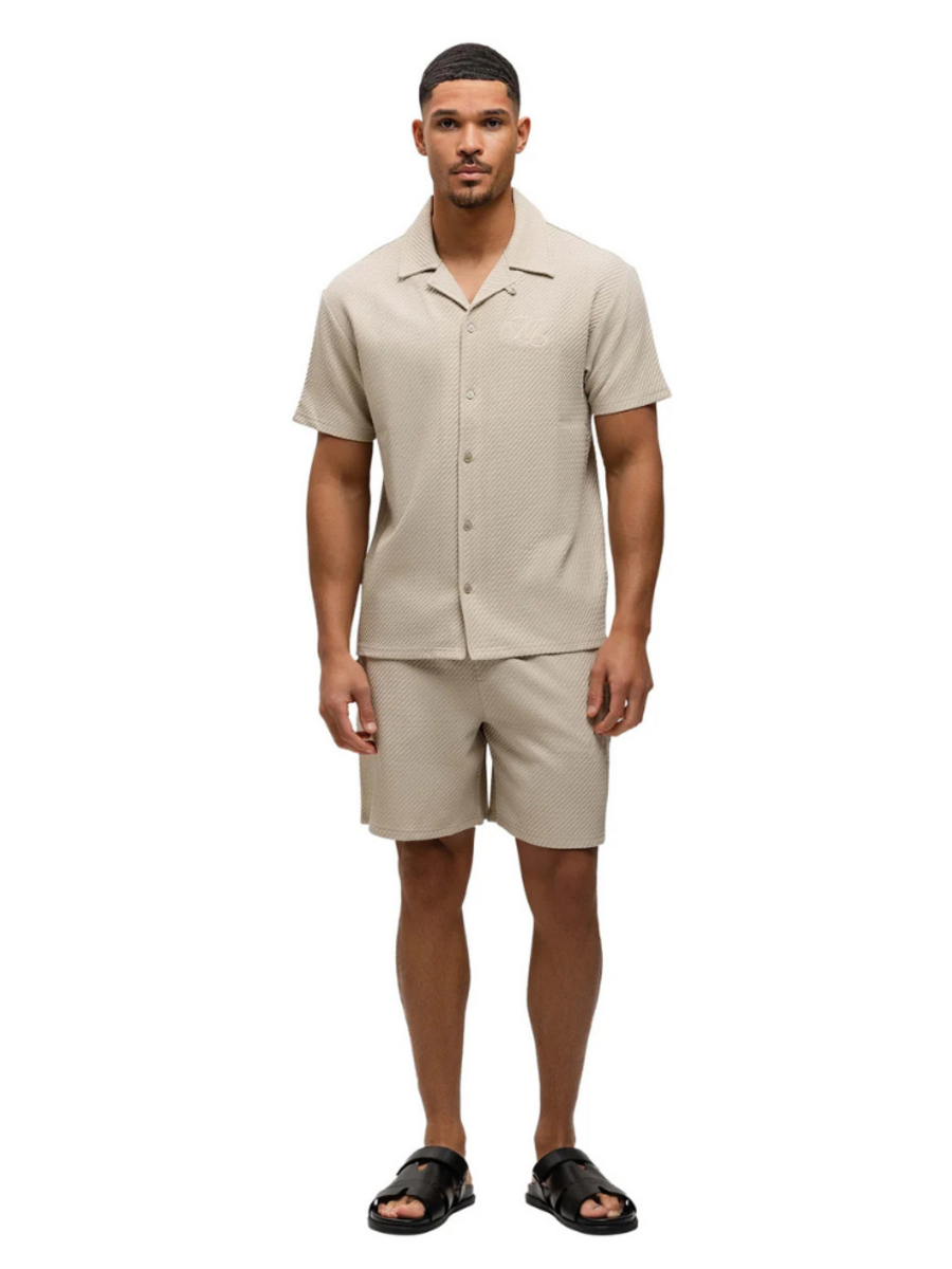 Malelions Malelions Diagonal Seersucker Combi-Set - Light Beige