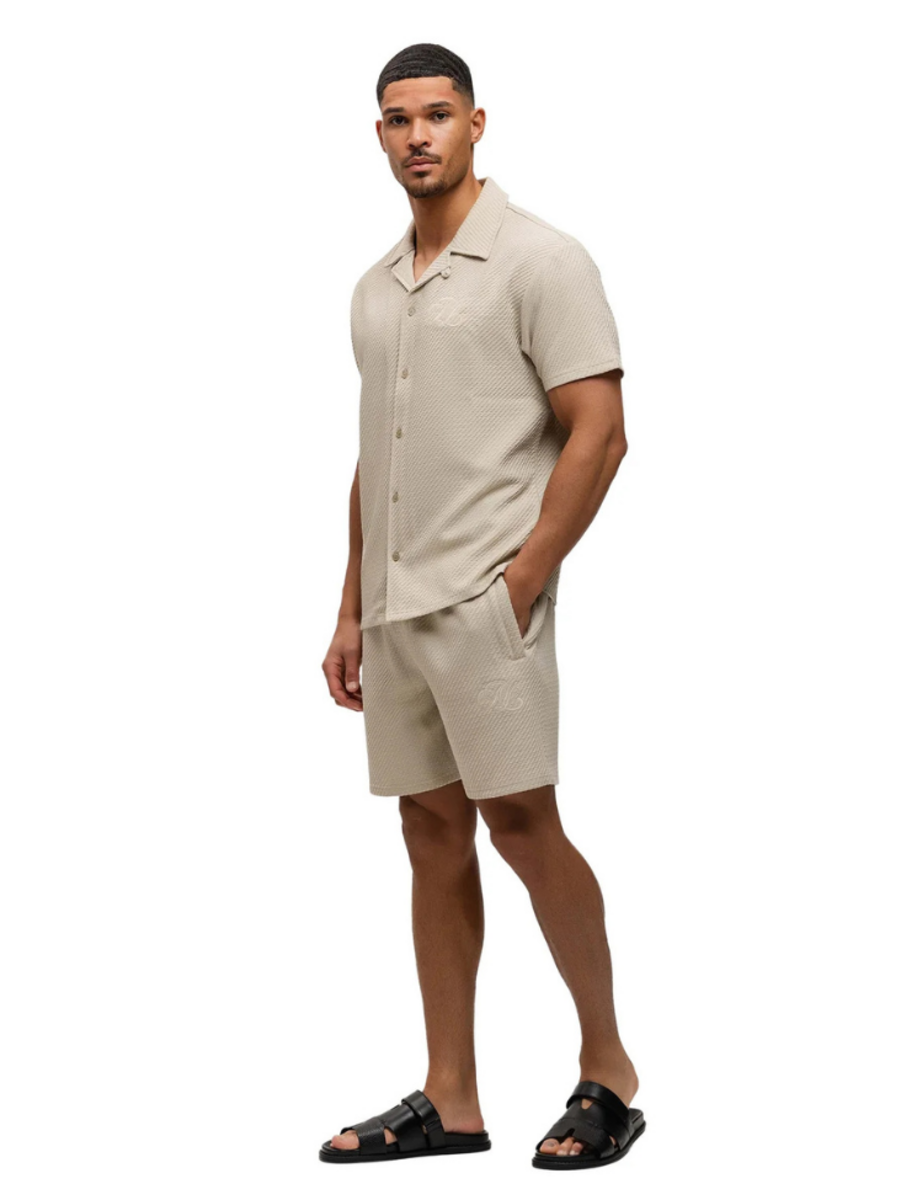 Malelions Malelions Diagonal Seersucker Combi-Set - Light Beige
