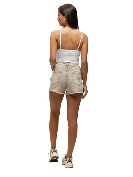 Malelions Malelions Women Damaged Emblem Denim - Taupe