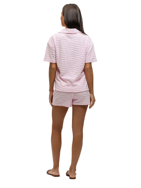 Malelions Women Monogram Wave Towell Shirt - Dusty Pink Malelions Malelions Women Monogram Wave Towell Shirt - Dusty Pink