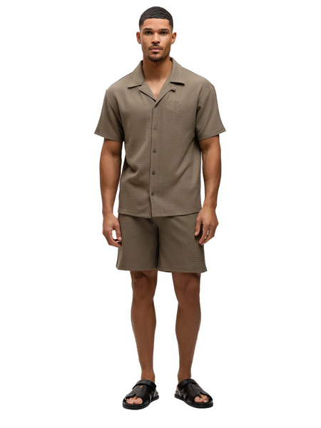 Malelions Diagonal Seersucker Shirt - Dark Sage