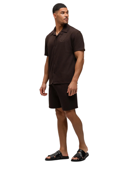 Malelions Malelions Diagonal Seersucker Shirt - Dark Brown