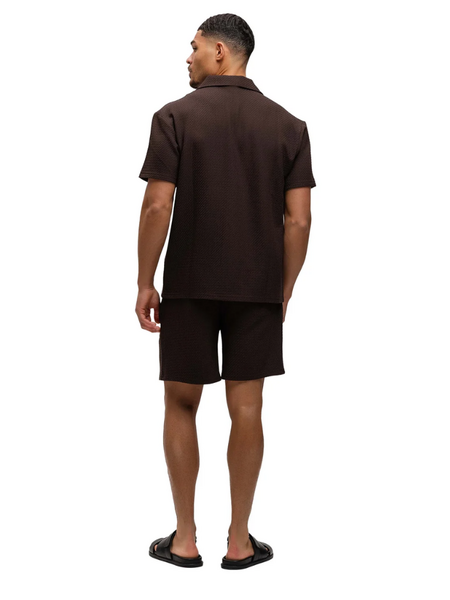 Malelions Malelions Diagonal Seersucker Shirt - Dark Brown