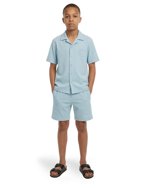 Malelions Kids Horizon Ribbed Shorts - Light Blue
