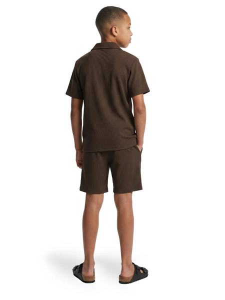 Malelions Kids Horizon Ribbed Shirt - Dark Brown Malelions Malelions Kids Horizon Ribbed Shirt - Dark Brown