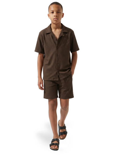 Malelions Kids Horizon Ribbed Shorts - Dark Brown