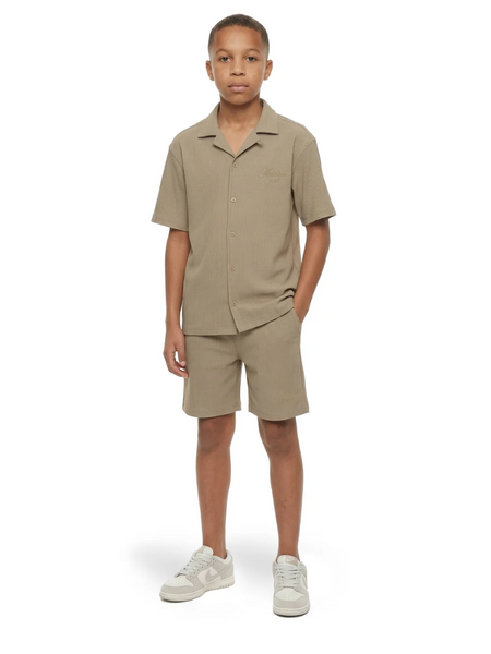 Malelions Kids Ribbed Script Shirt - Olive Green
