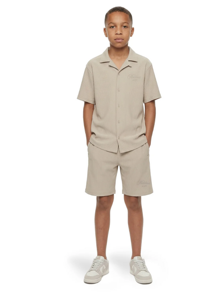 Malelions Kids Ribbed Script Shirt - Cream