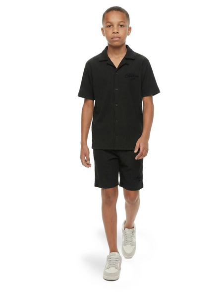Malelions Kids Ribbed Script Short - Black