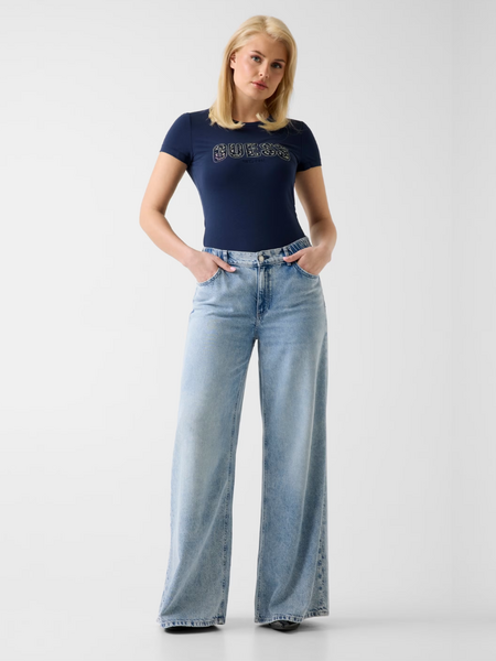 Guess Guess CN SS Logo Lace Tee - Blackened Blue