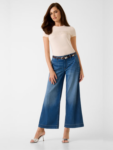 Guess Guess CN SS Logo Lace Tee - Cosmic Vanilla