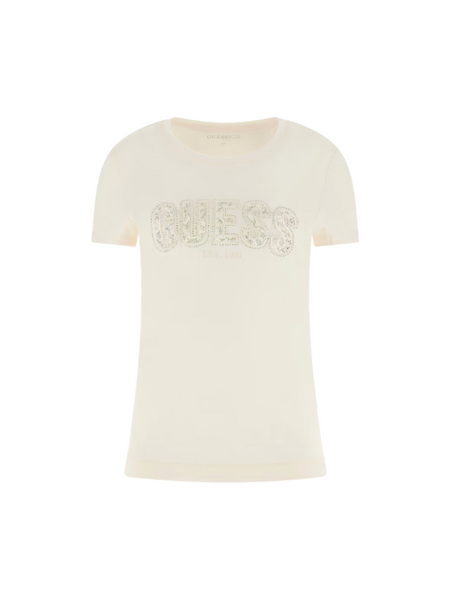 Guess Guess CN SS Logo Lace Tee - Cream White