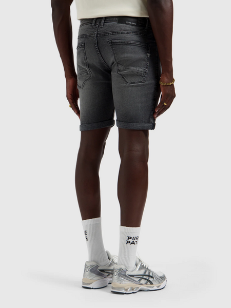 Pure Path Pure Path The Steve Skinny Fit Short - Denim Dark Grey