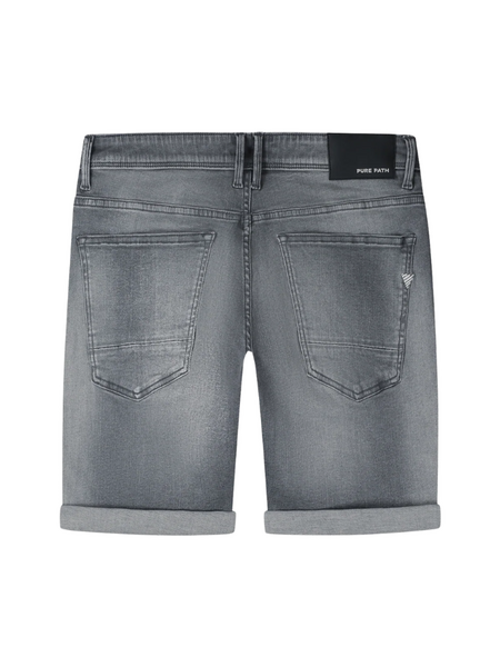 Pure Path Pure Path The Steve Skinny Fit Short - Denim Mid Grey