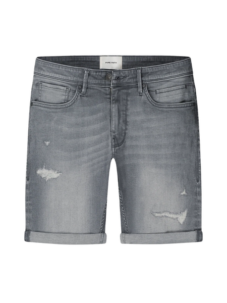Pure Path Pure Path The Steve Skinny Fit Short - Denim Mid Grey