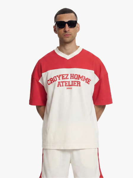 Croyez Jersey Sport T-Shirt - Off-White/Red