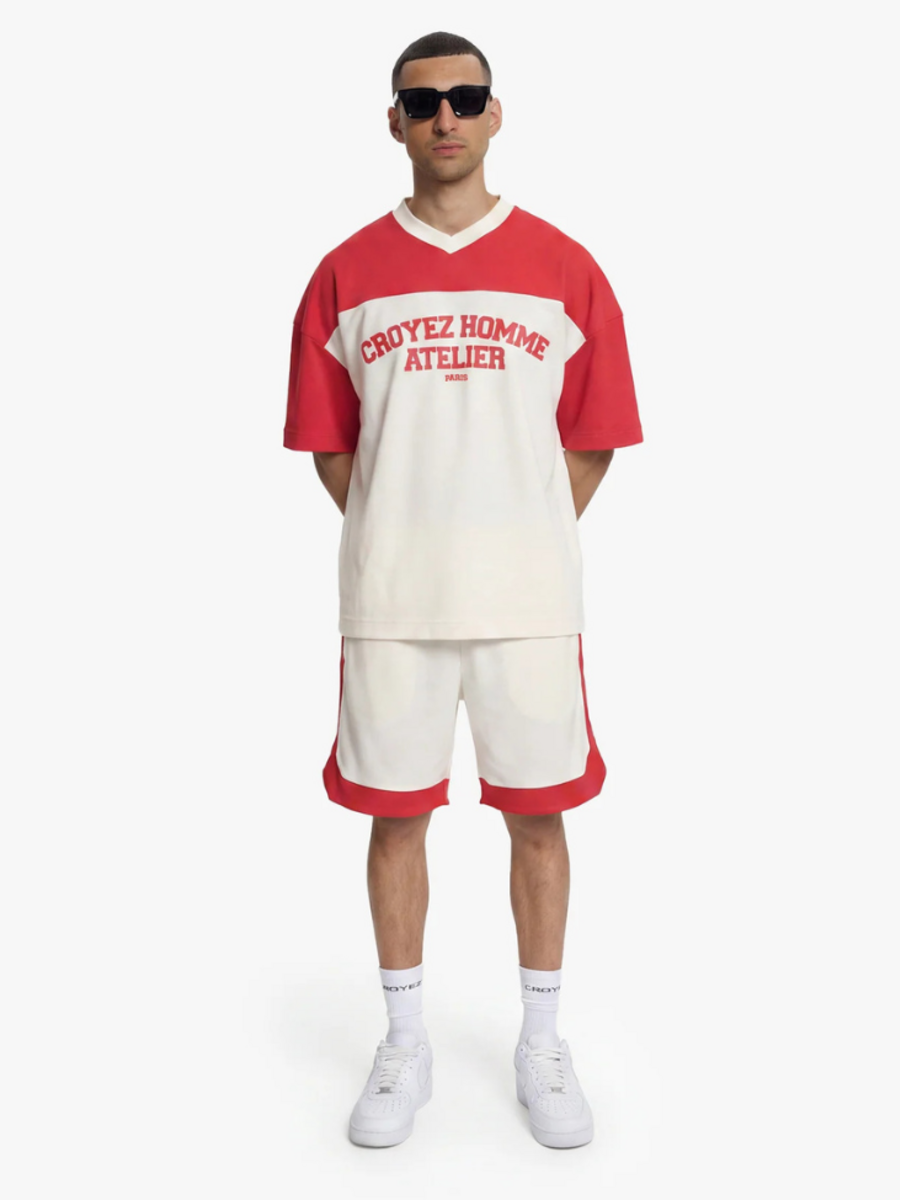 Croyez Jersey Sport Combi-set - Off-White/Red Croyez Croyez Jersey Sport Combi-set - Off-White/Red