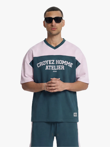 Croyez Jersey Sport T-Shirt - Dark Teal/Pink