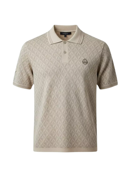 Moose Knuckles Men Apex Knit Polo Mono - Alabaster Monogram