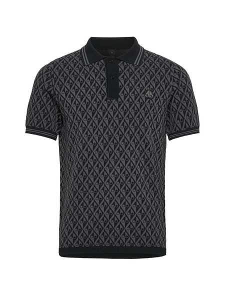 Moose Knuckles Moose Knuckles Men Apex Knit Polo Mono - Black/Cement Monogram